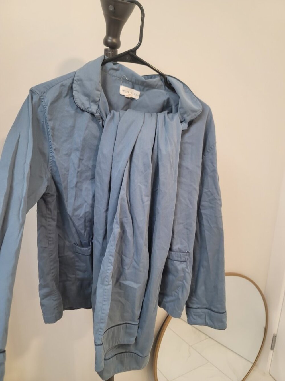 LAKE Wyeth Blue Pajama Set Long Sleeve Pant Size M Cotton